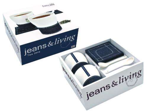 Nuova R2S Dárkový set jeans 2x hrnek 400ml