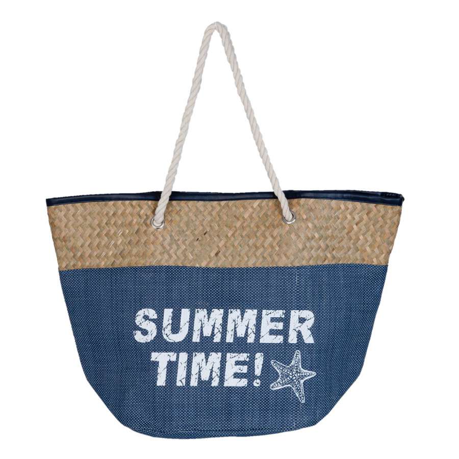 Clayre & Eef Nákupní taška SUMMER TIME blue 55x19x36 cm
