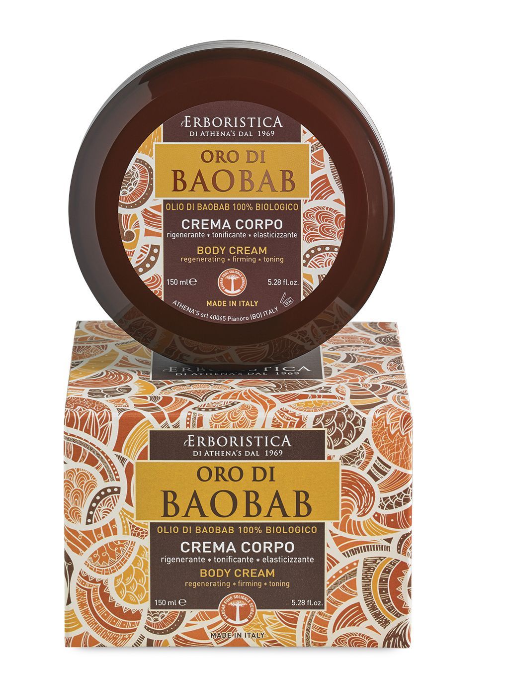 ATHENA'S ORO DI BAOBAB TĚLOVÝ KRÉM S BAOBABOVÝM OLEJEM ZPEVŇUJÍCÍ 150 ML