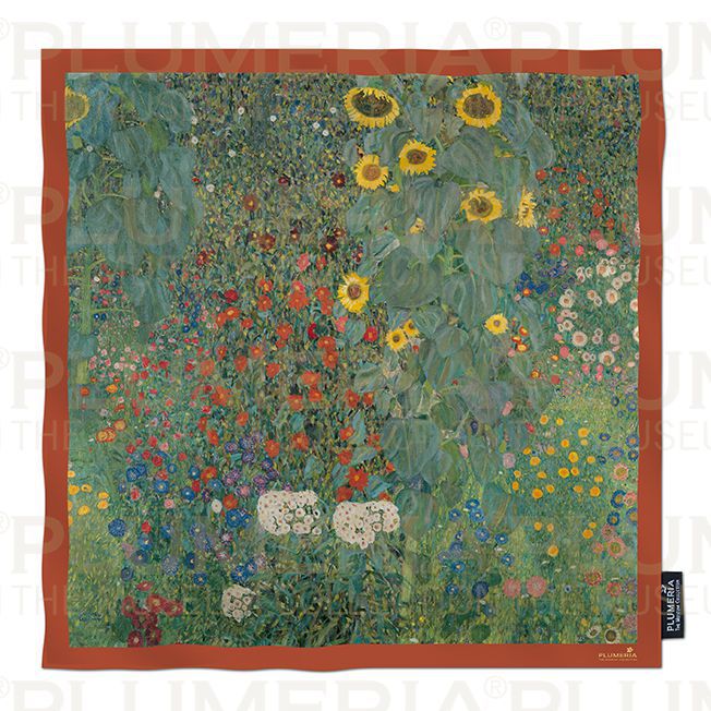Plumeria Hedvábný šátek Garden with Sunflowers - Zahrada Gustav Klimt