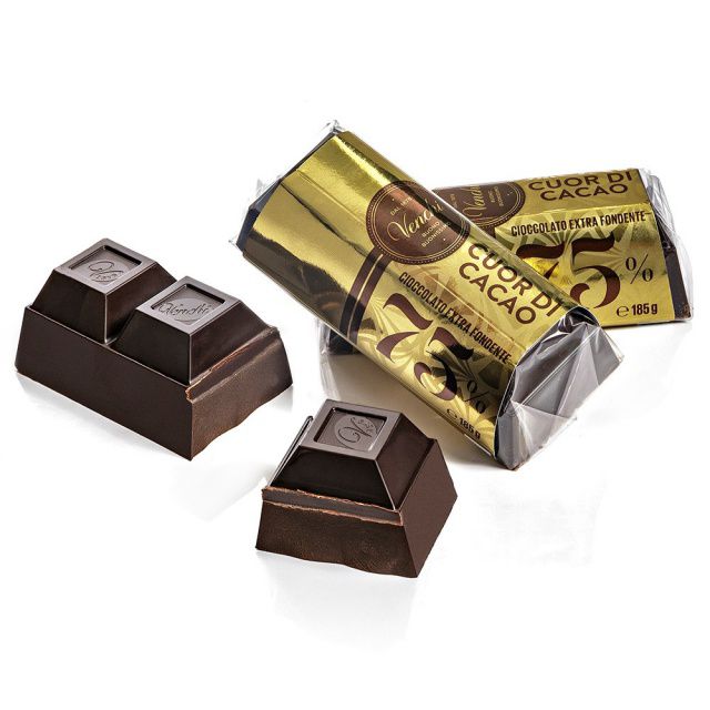 Venchi bezlepková čokoládová cihlička zlatá extra hořká 75% 185g