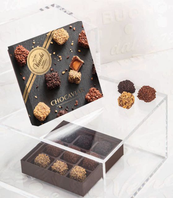 Venchi Luxusní dárkový box výběr čokoládových pralinek Chocaviar, 130g