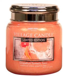 VILLAGE CANDLE VONNÁ SVÍČKA VE SKLE, OSVĚŽUJÍCÍ TONIC - GRAPEFRUIT TURMERIC TONIC, 16OZ