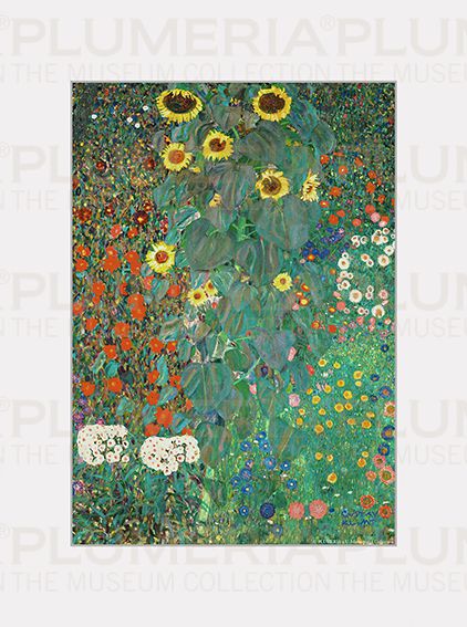 Plumeria Reprodukce obrazu Garden with Sunflowers - Zahrada Gustav Klimt