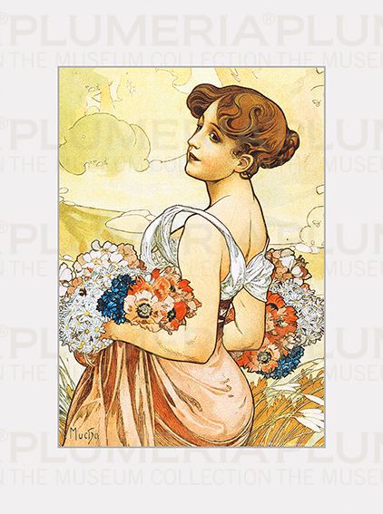 Plumeria Reprodukce obrazu The Seasons: Summer Alfons Mucha