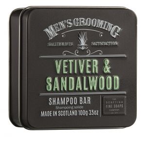 SCOTTISH FINE SOAPS PÁNSKÝ TUHÝ ŠAMPÓN V PLECHU - VETIVER A SANTALOVÉ DŘEVO, 100G