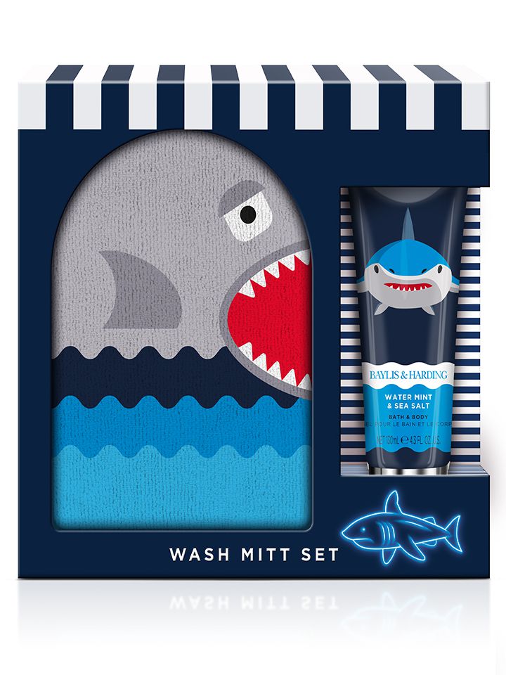 BAYLIS & HARDING Mycí sada s rukavicí - Shark - Žralok, 2ks