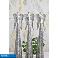 Plechový anděl Deco, stříbrný s patinou 54,5 cm, mix druhů