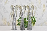 Plechový anděl Deco, champagne-silver 40 cm, mix druhů