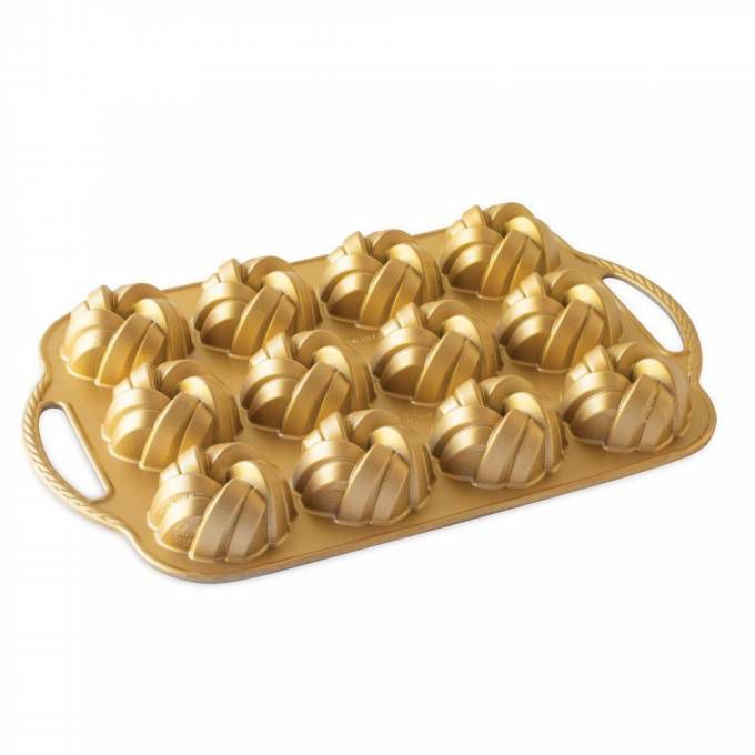 RDIC WARE FORMA NA 12 MINIBÁBOVEK 75. ANNIVERSARY PROPLETENÁ, ZLATÁ, 828 ML Nordic Ware