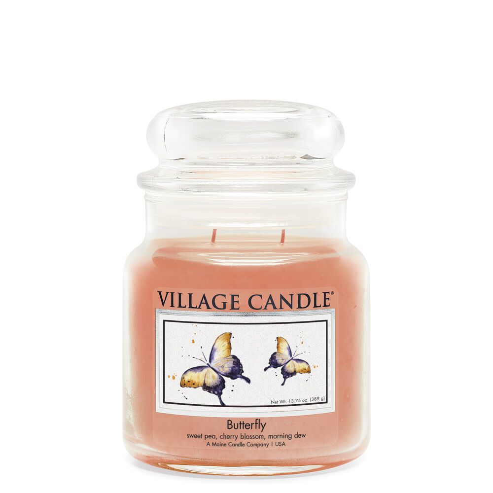 VILLAGE CANDLE VONNÁ SVÍČKA VE SKLE MOTÝL, 16OZ