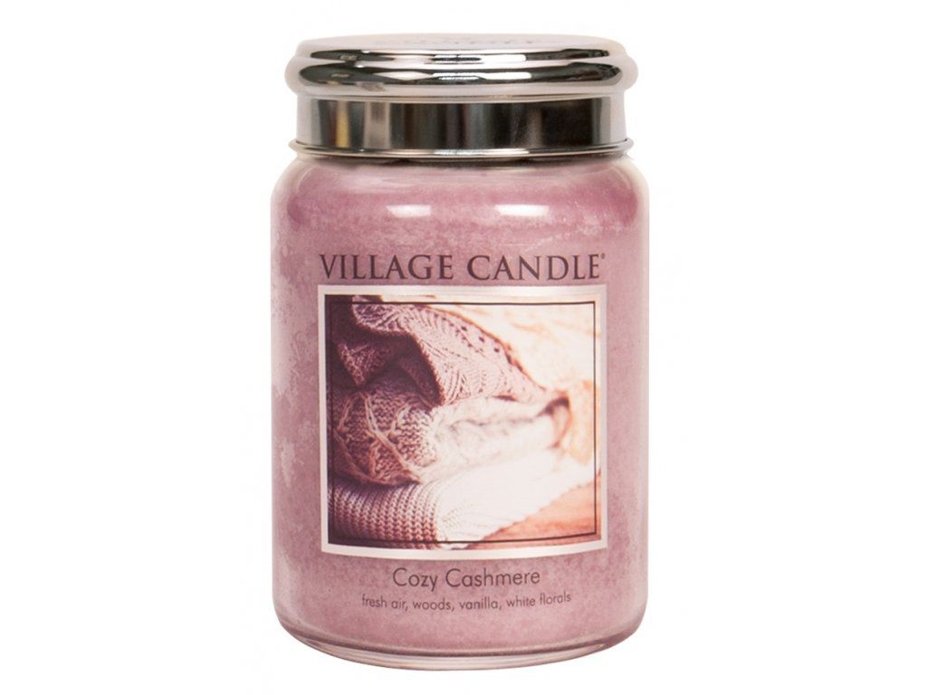 VILLAGE CANDLE VONNÁ SVÍČKA VE SKLE KAŠMÍROVÉ POHLAZENÍ - COZY CASHMERE, 26OZ