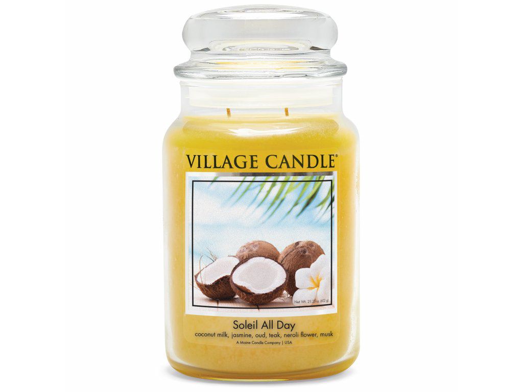 VONNÁ SVÍČKA VE SKLE, Den na pláži - SOLEIL ALL DAY, 602g VILLAGE CANDLE