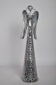 Anděl plechový Nova stříbrný s patinou 40 cm, na čajovou svíčku