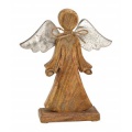 Dřevěný anděl mango s kovovými křídly 36x30x6 cm