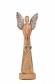 Dřevěný anděl Mango srdce s kovovými křídly 45x19x6cm