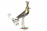 Kovový ptáček zlatý s modrou krajkou 32,3x26,6x9,5 cm