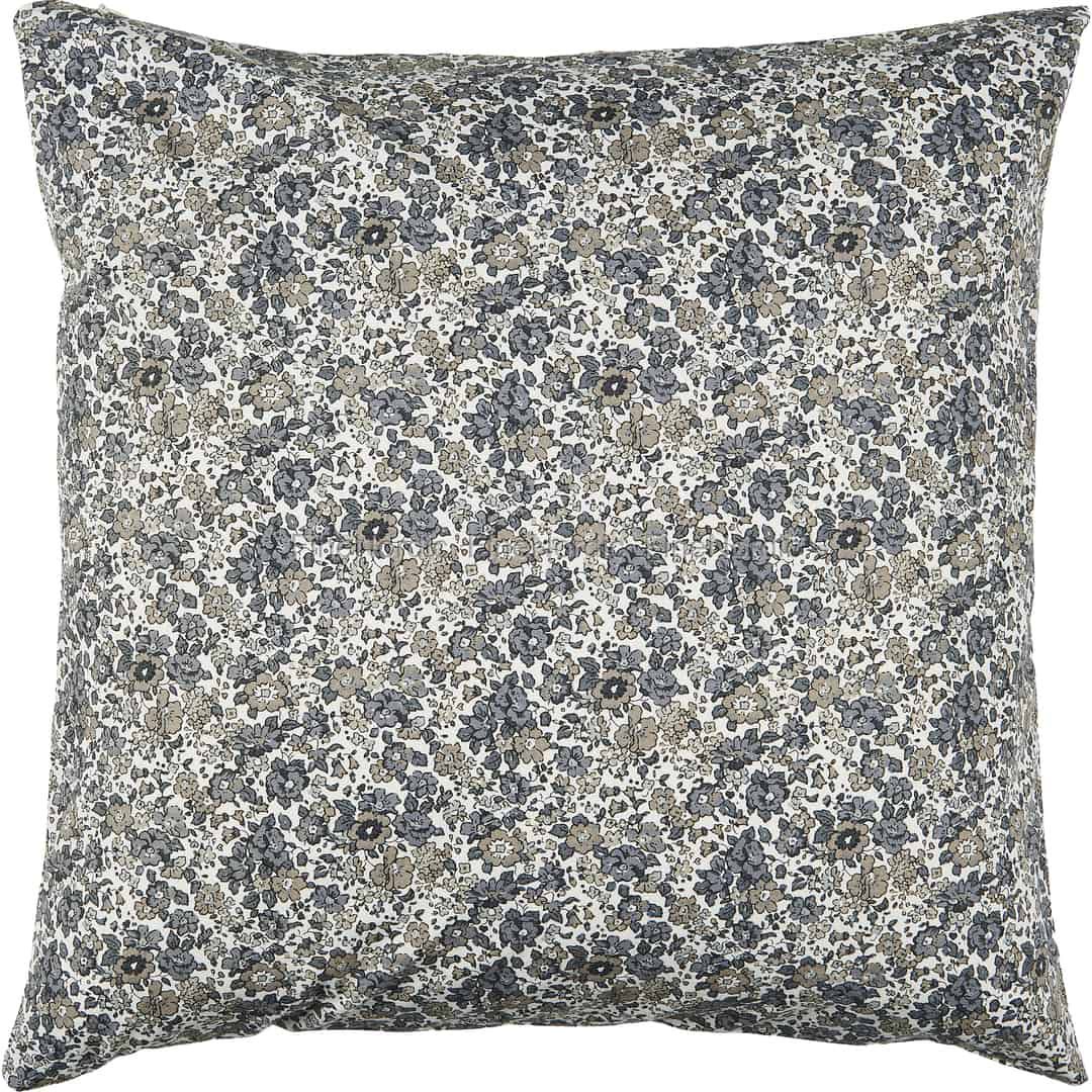 IB Laursen Bavlněný povlak na polštář bílý s šedo/hnědými květy 50×50cm
