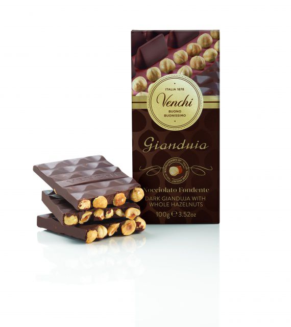 Venchi hořká čokoláda Gianduja s celými lískovými oříšky 100 g