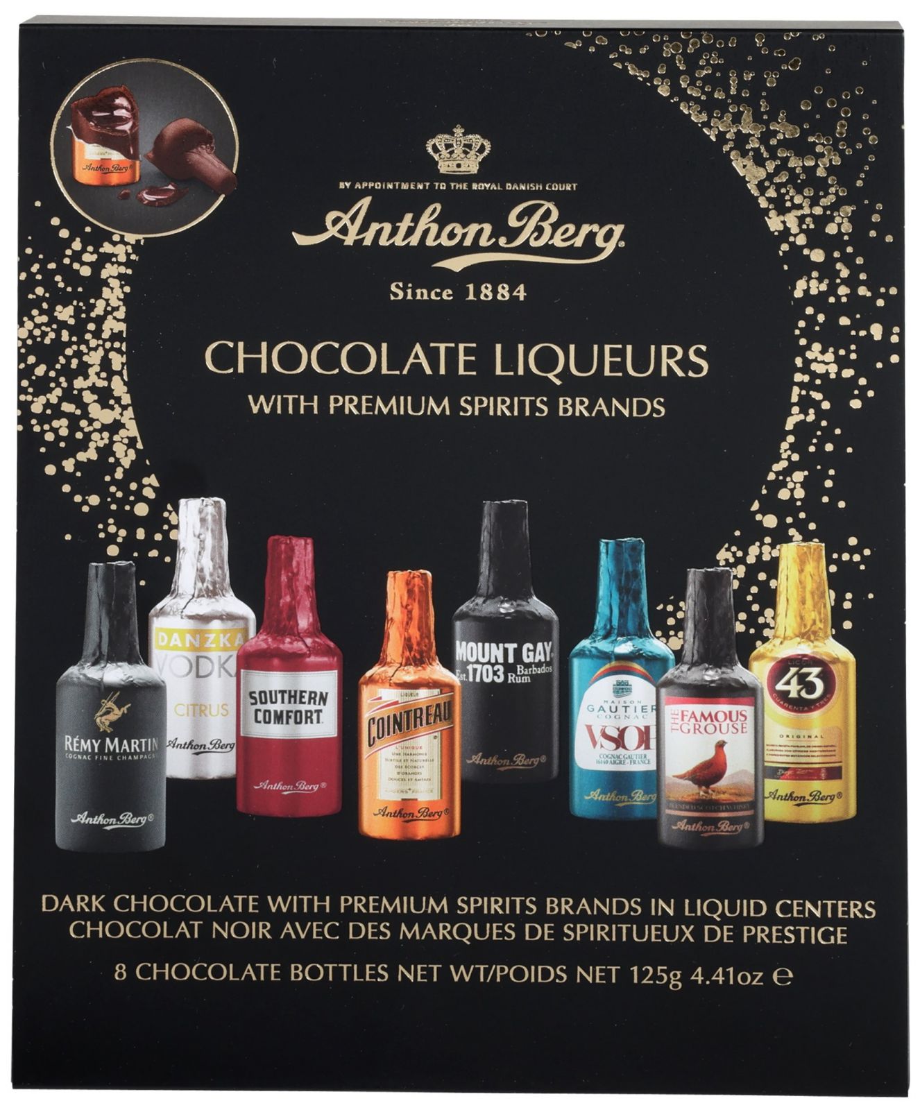Anthon Berg - lahvičky s alkoholem "liqueurs" 8 ks 125 g