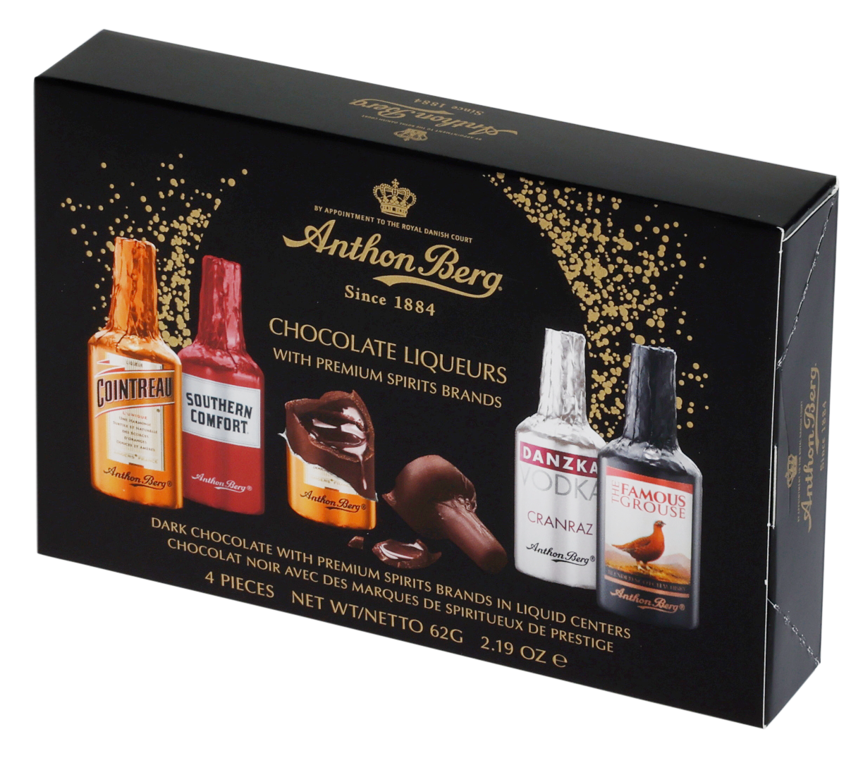 Anthon Berg - lahvičky s alkoholem "liqueurs" 4 ks 62g
