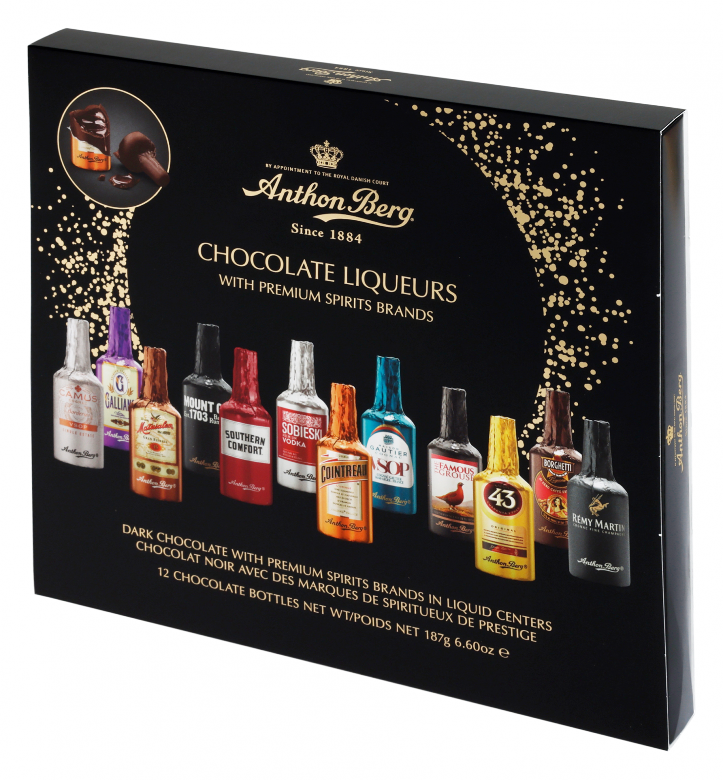 Anthon Berg lahvičky s alkoholem "liqueurs" 12 ks 187g
