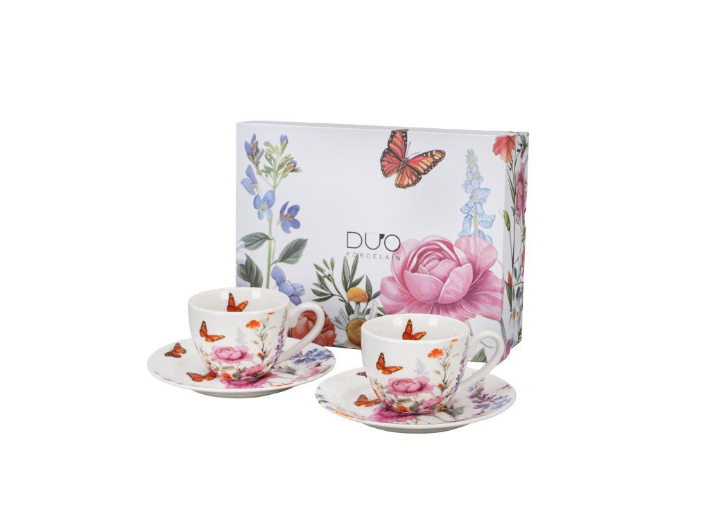 DUO porcelain Šálek s podšálkem na espresso - Summer - sada 2 ks