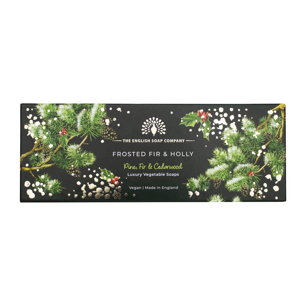 English Soap Company Frosted Fir & Holly, Sada tuhých mýdel, 3 ks