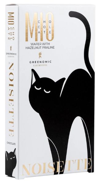 Greenomic Delikatessen MIO Chocolate - Noisette, Čokoládky s oplatkou a s lískooříškovou náplní, 100 g